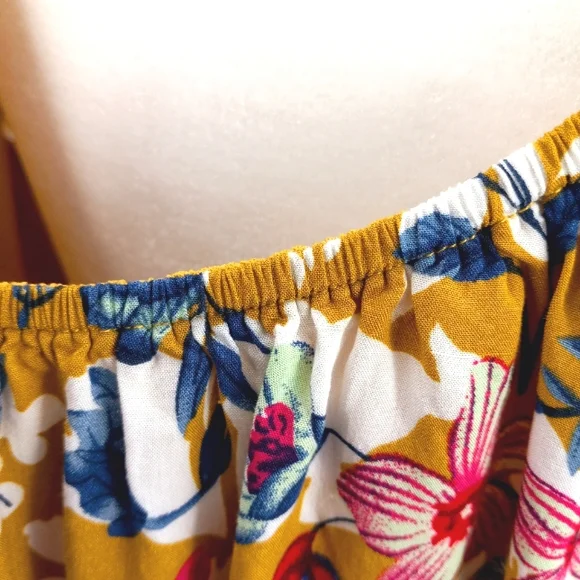 VICI ENTRO Tropical Vibe Cut Out Back Floral Print Tiered Sleeve Tunic Dress L - Picture 11 of 16